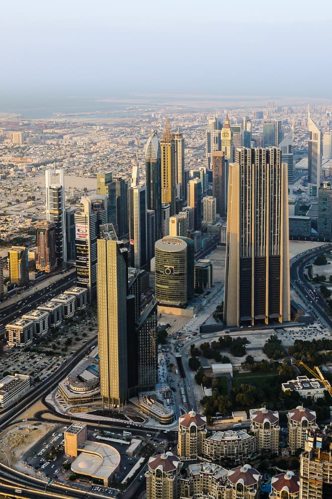 Aerial view of the Dubai skyline