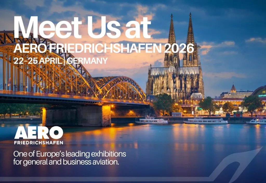 Cologne Cathedral and Hohenzollern Bridge at dusk: Meet us at AERO Friedrichshafen 2026, 22–25 April, Germany